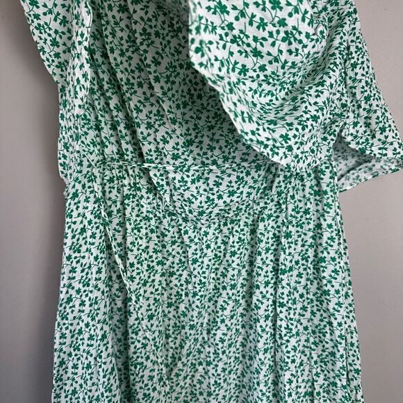 Boho green ditsy floral print strapless cotton a line Maxi dress - Picture 6 of 12